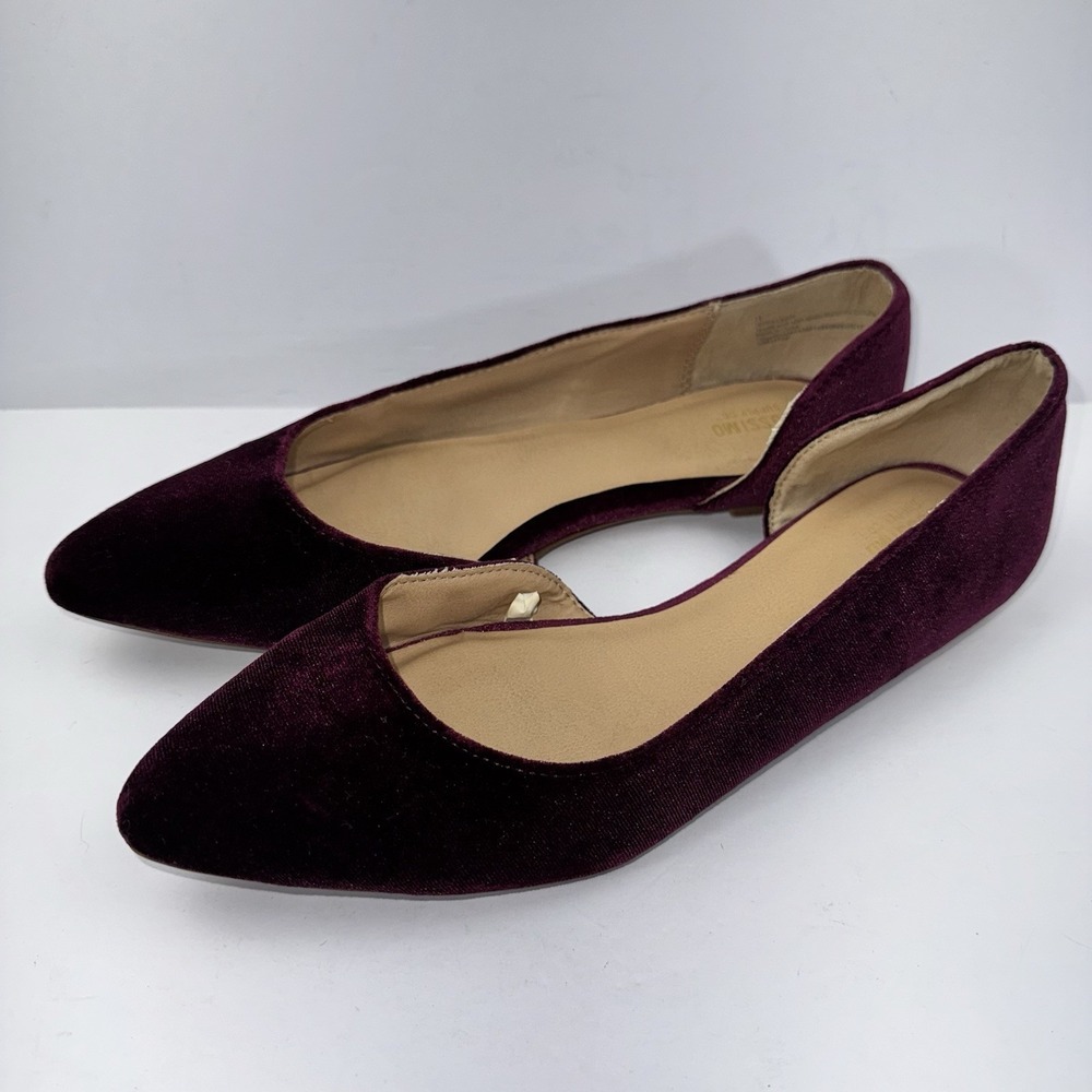 Mossimo Supply Co Velvet Burgundy Flats Size 7 1/2